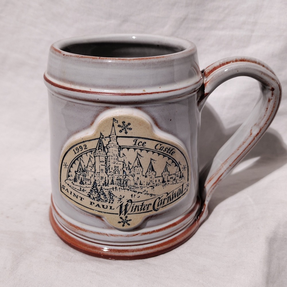 1992 Saint Paul Winter Carnival Ice Castle Pottery Mug Cartwheel Co MN Deneen